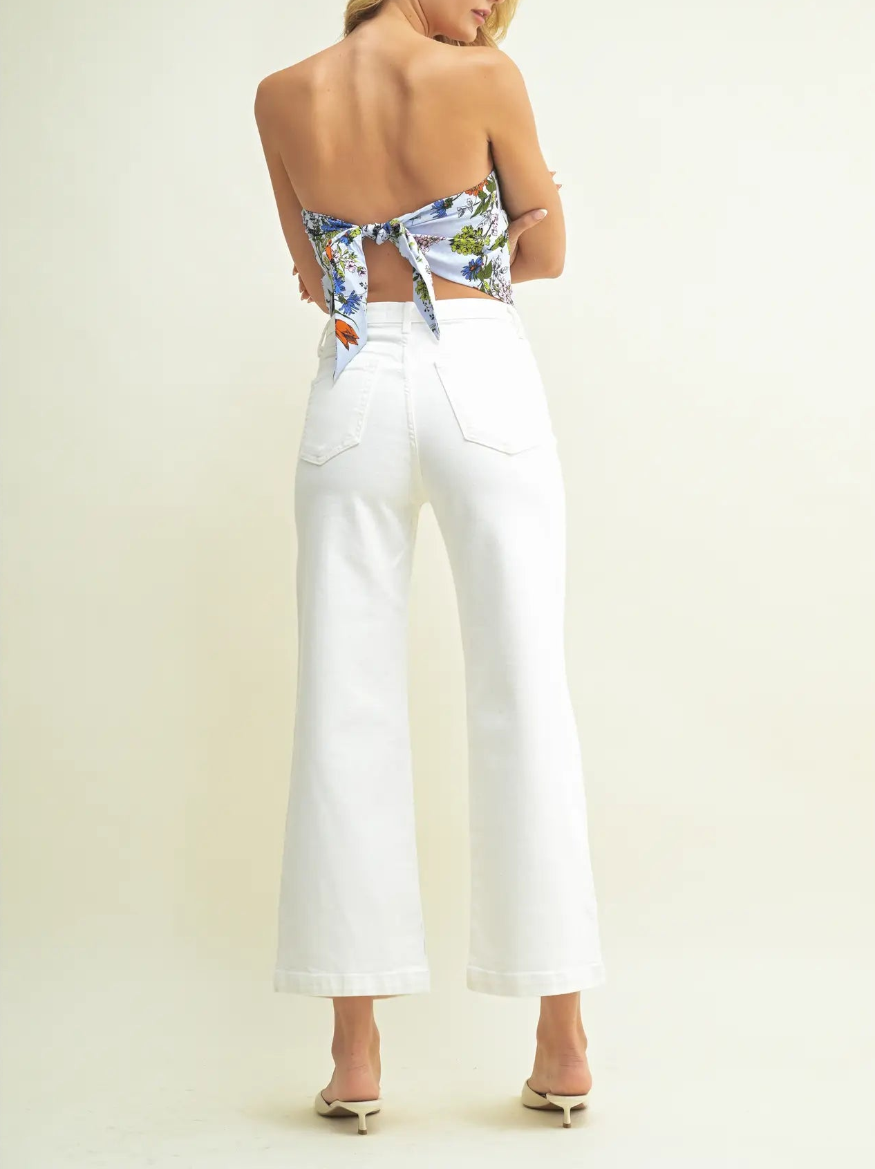 Meredith Wide Leg Off White Jeans