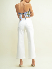 Meredith Wide Leg Off White Jeans