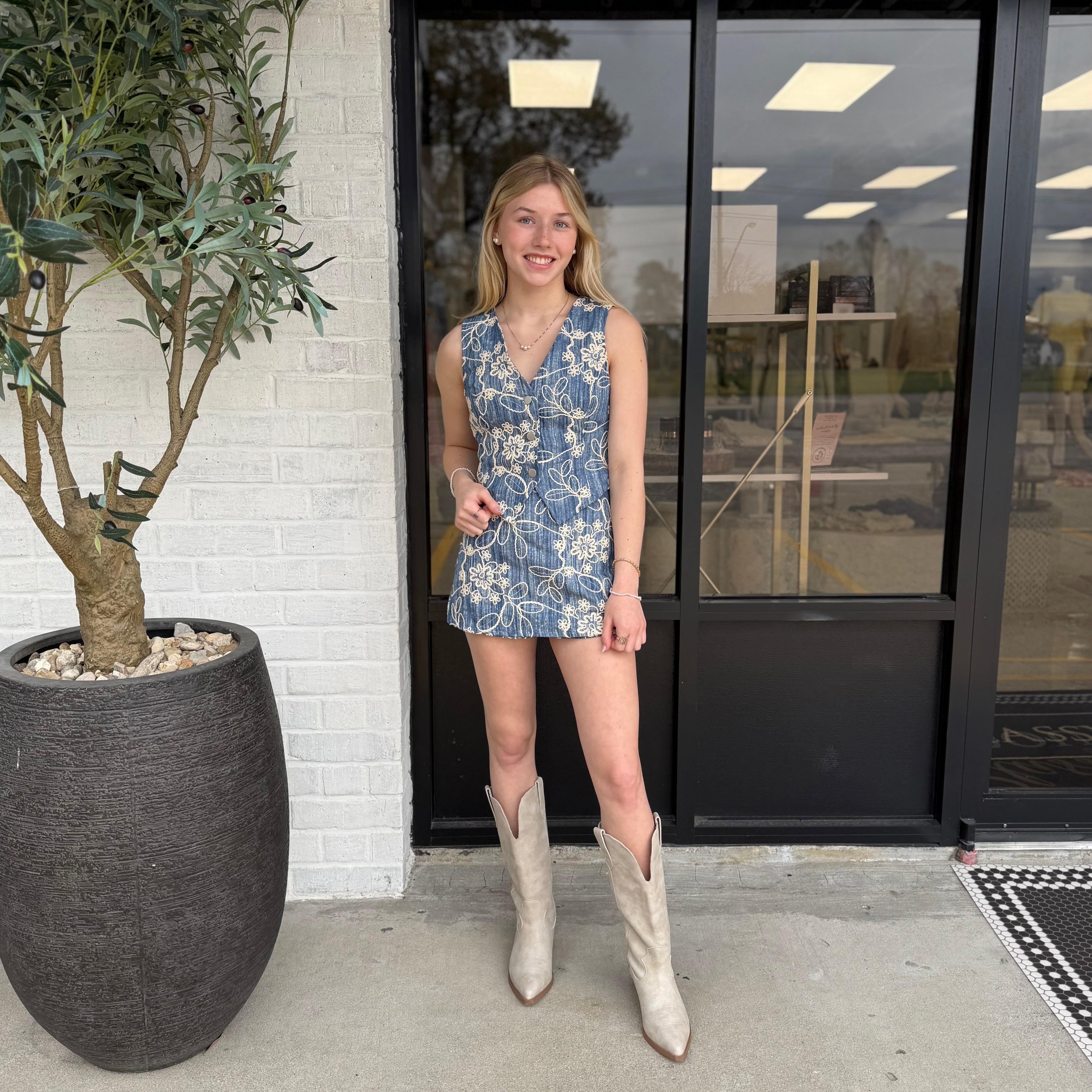 Bloom Stitch Denim Set