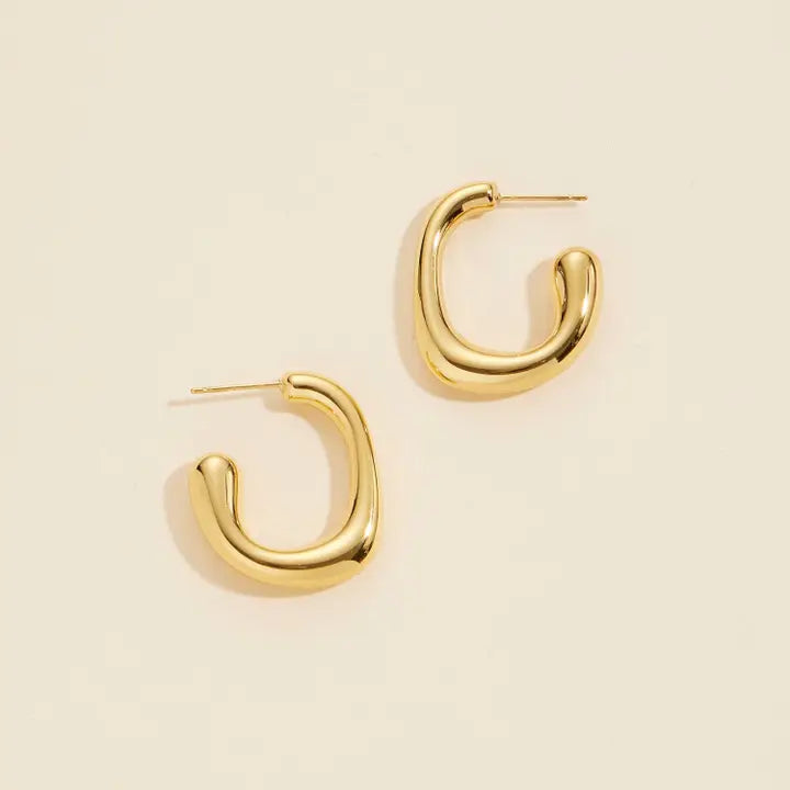 Gold Dip Stainless Steel Open Hoop Earrings