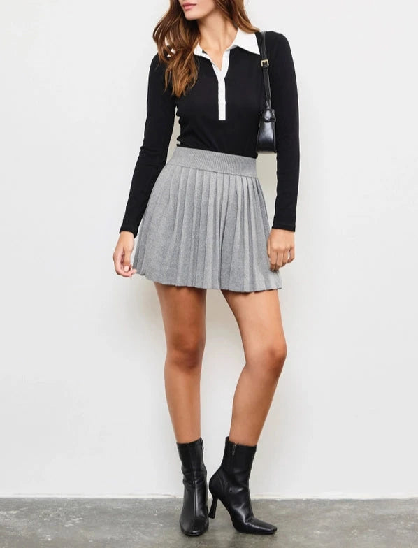 Paige Pleated Knit Skirt