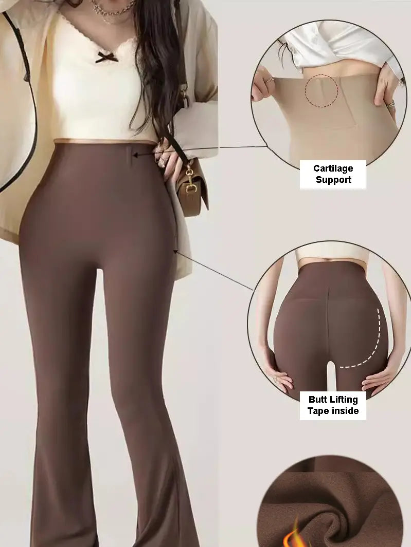 Heidi Brown Fleece Flare Yoga Pants