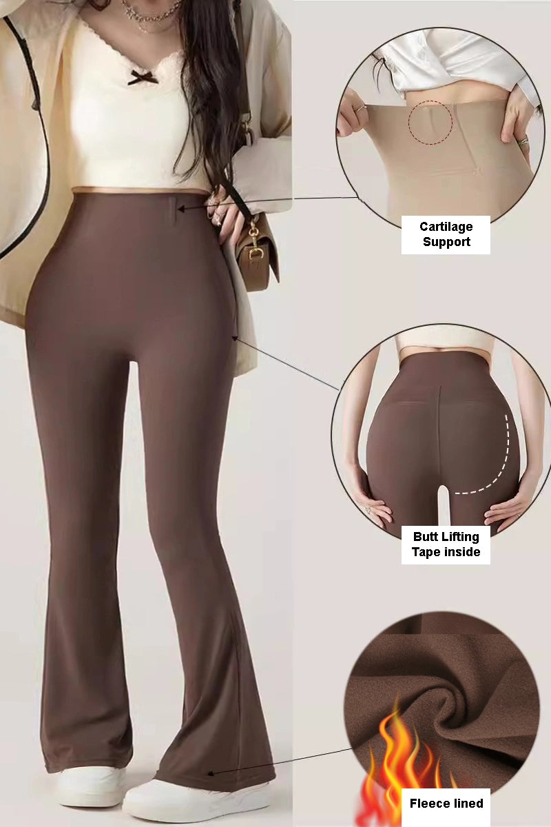 Heidi Black Fleece Flare Yoga Pants