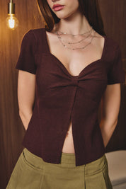 The Espresso Bow Knit Top