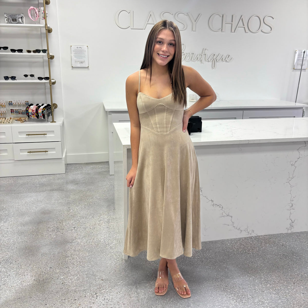 Addison Suede Midi Dress