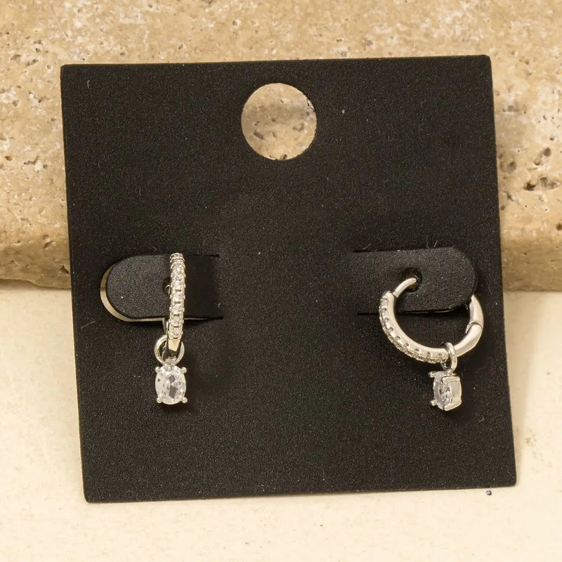 Gem Charm Hoop Earrings