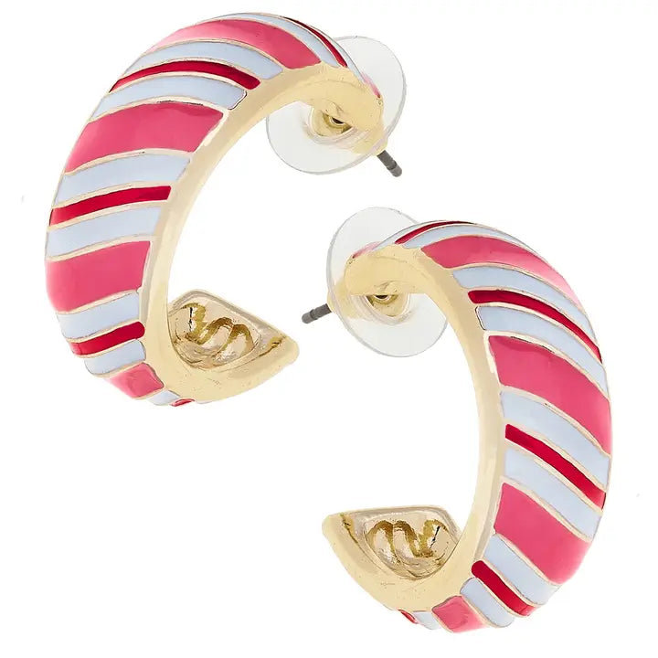 Candy Cane Striped Hoop Earrings