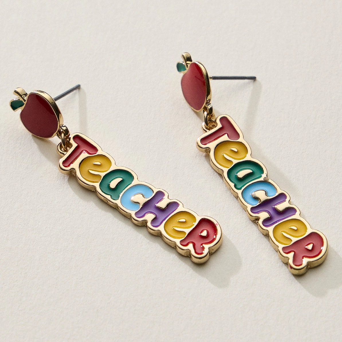 Rainbow Teacher Enamel Earrings