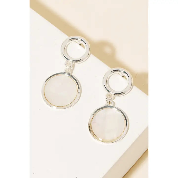 Pearl Disc Hoop Stud Earrings