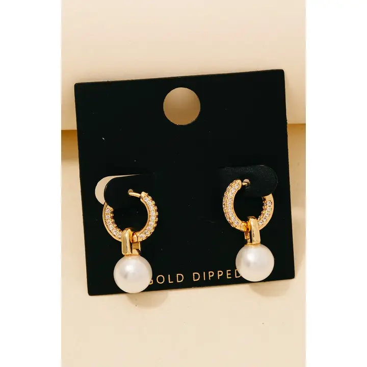 Gold Dipped Pearl Hoop Earring