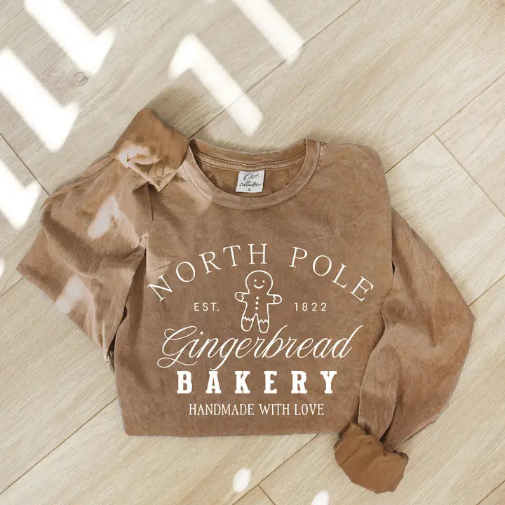 North Pole Gingerbread Long Sleeve Graphic