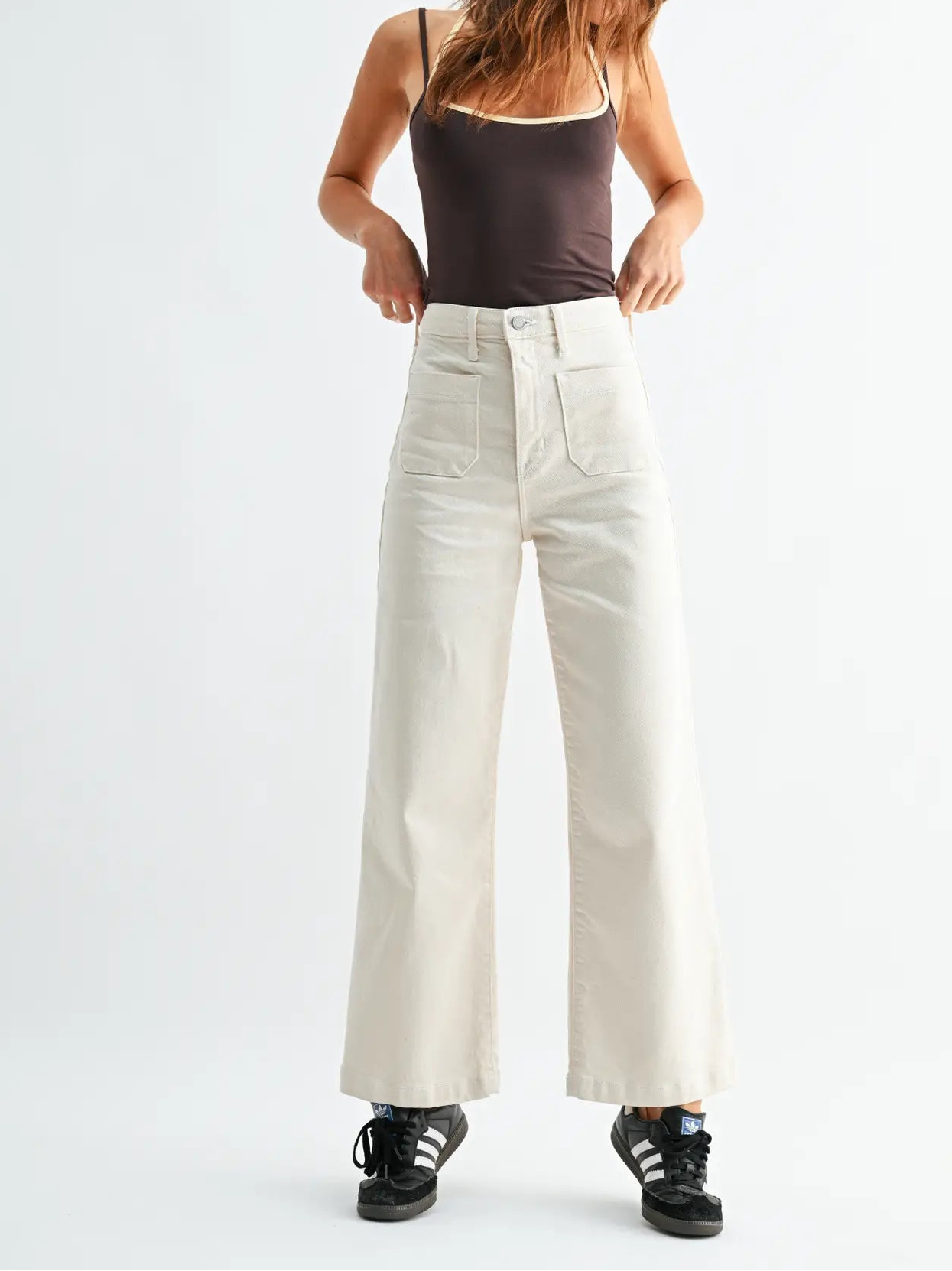 Meredith Wide Leg Cream Jeans