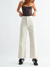 Meredith Wide Leg Cream Jeans