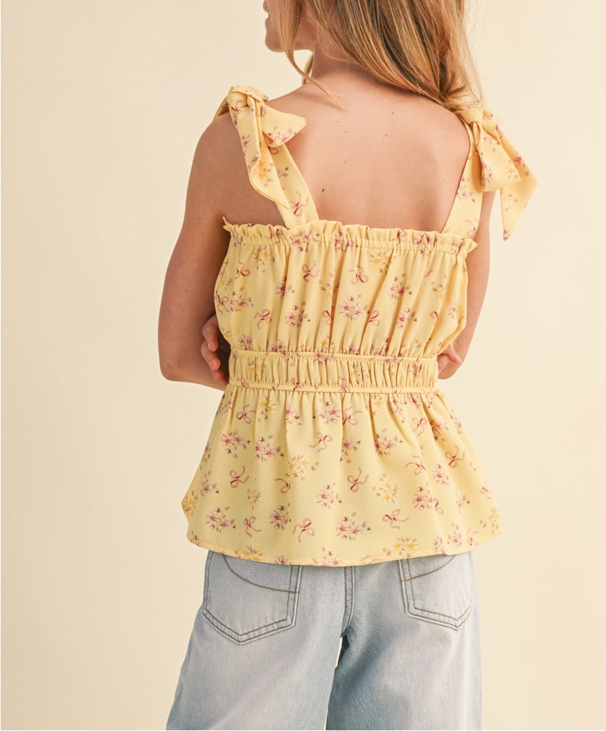 Sunny Bloom Tween Peplum Top