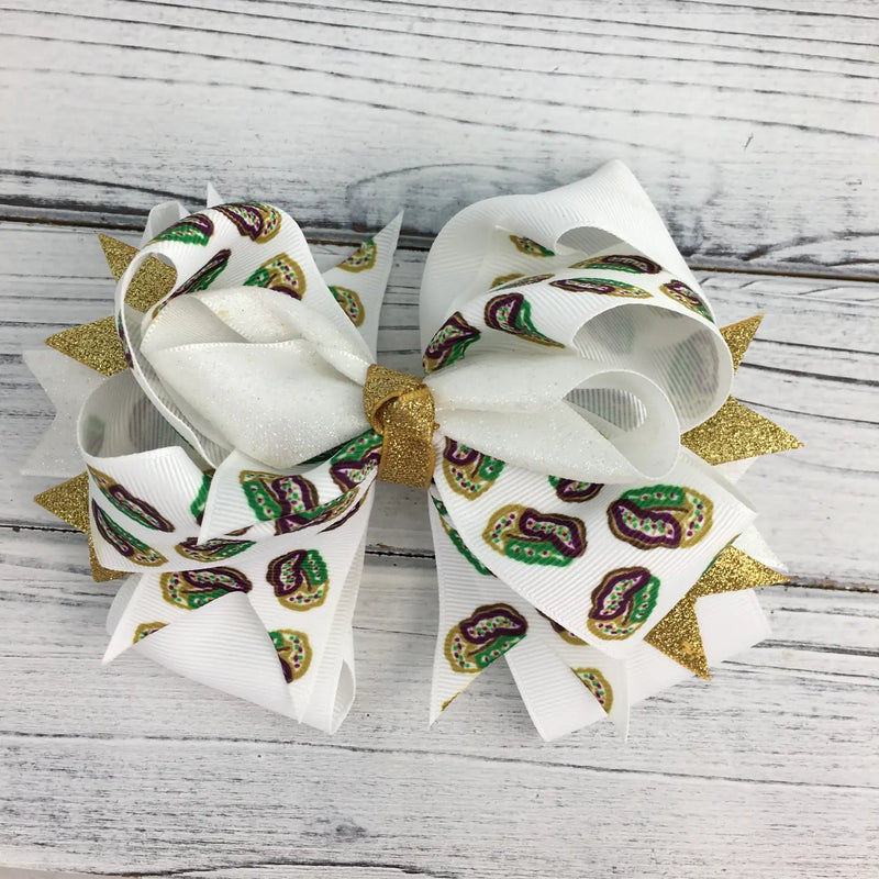 Mardi Gras King Cake Hair Bow