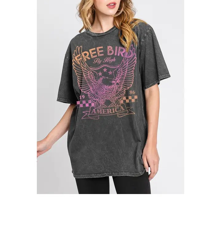 Free Bird Fly High Oversized Graphic Tee