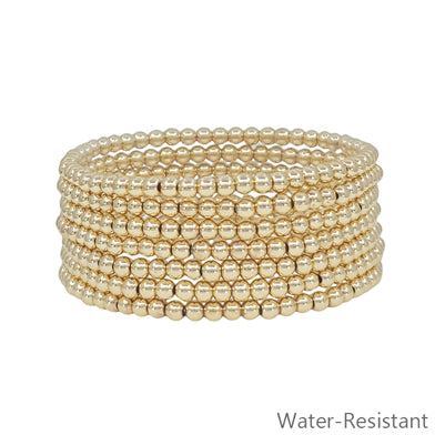 Gold Beaded Stretch Bracelet stack