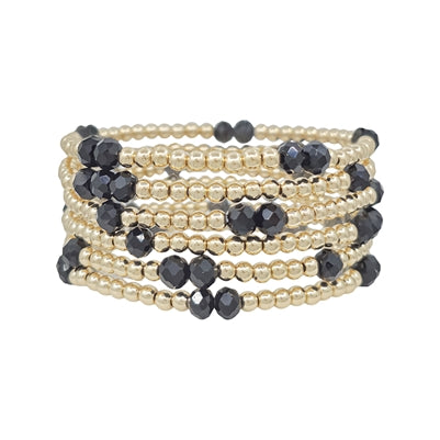 Gold Glass Crystal Stretch Bracelet Stack