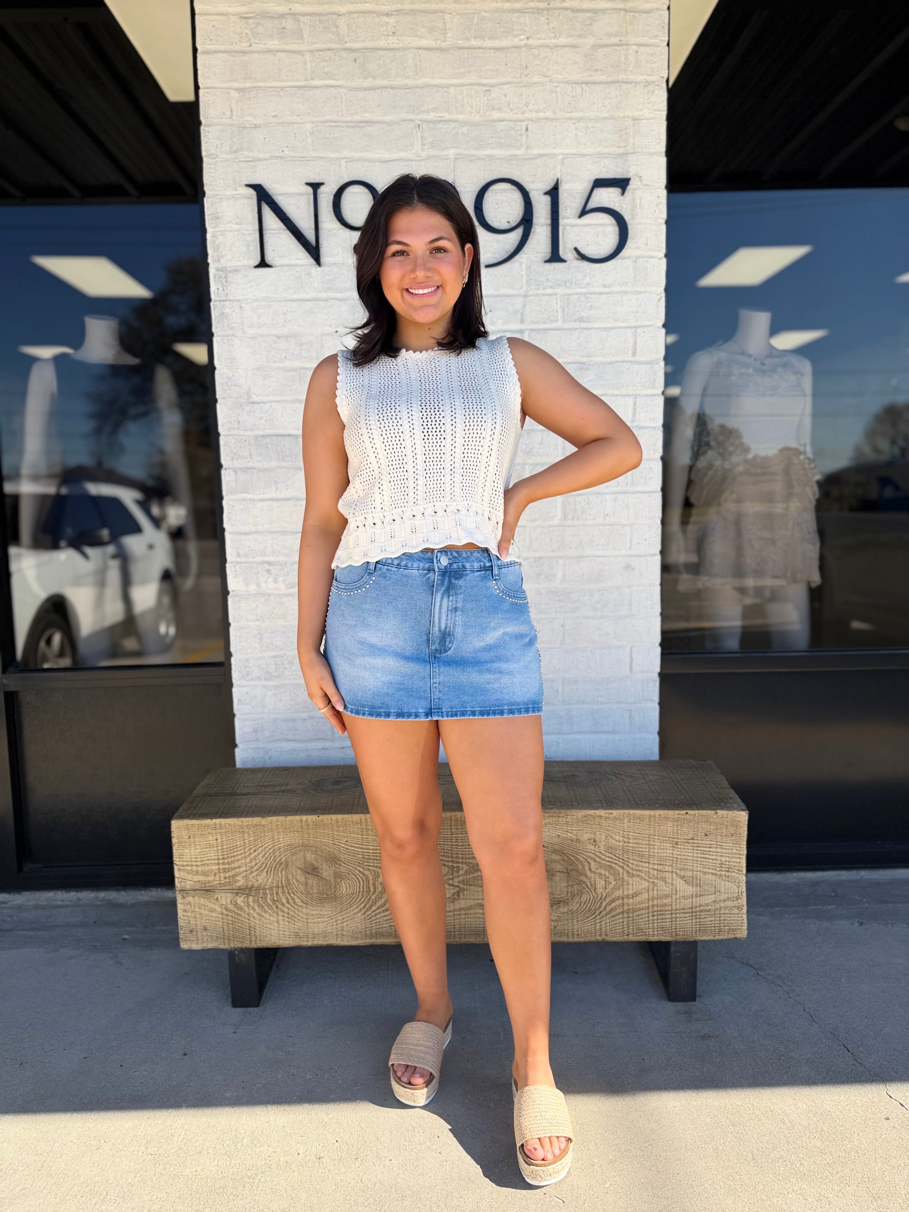 Seaside Scallop Sweater Tank Top