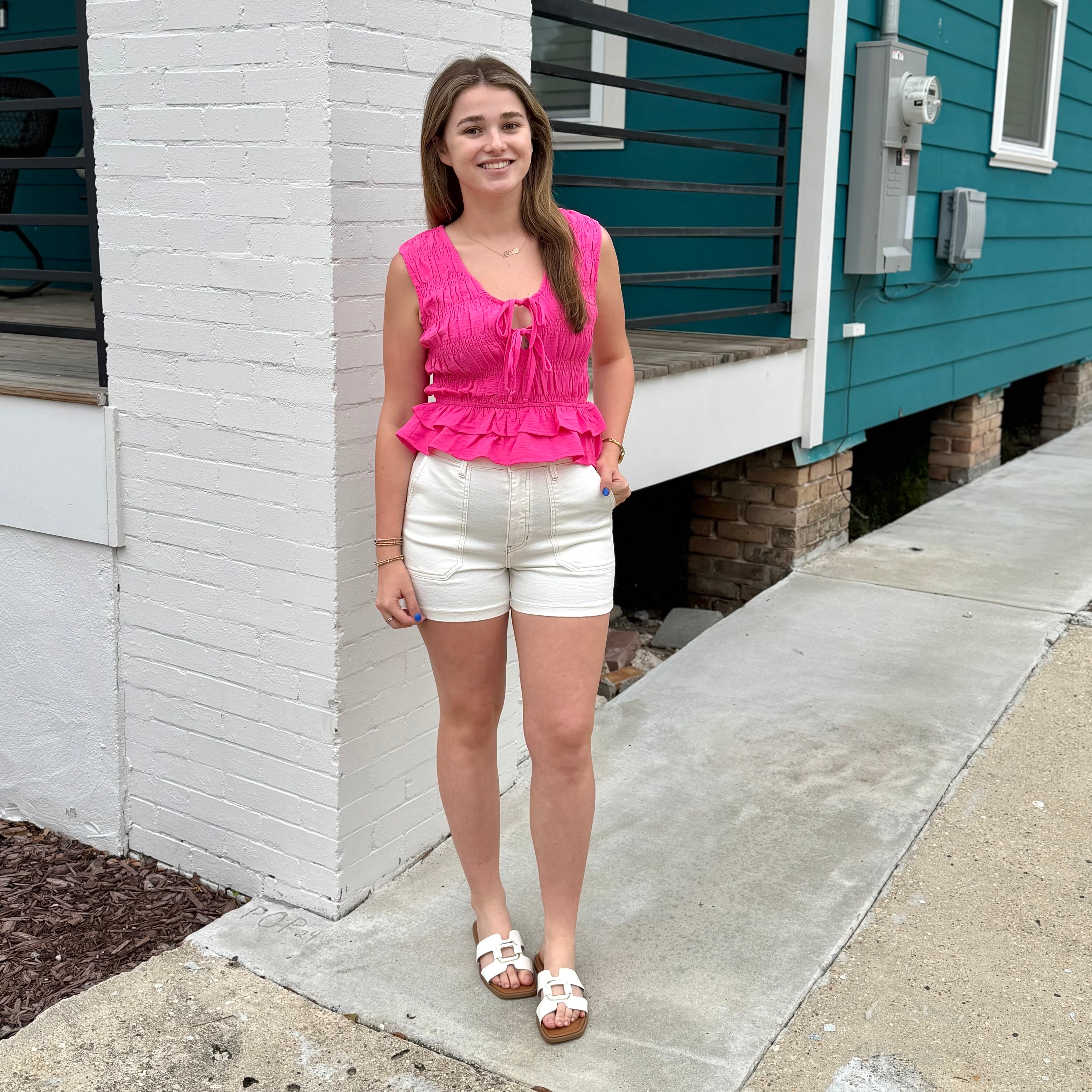 Sweet Escape Peplum Top Pink