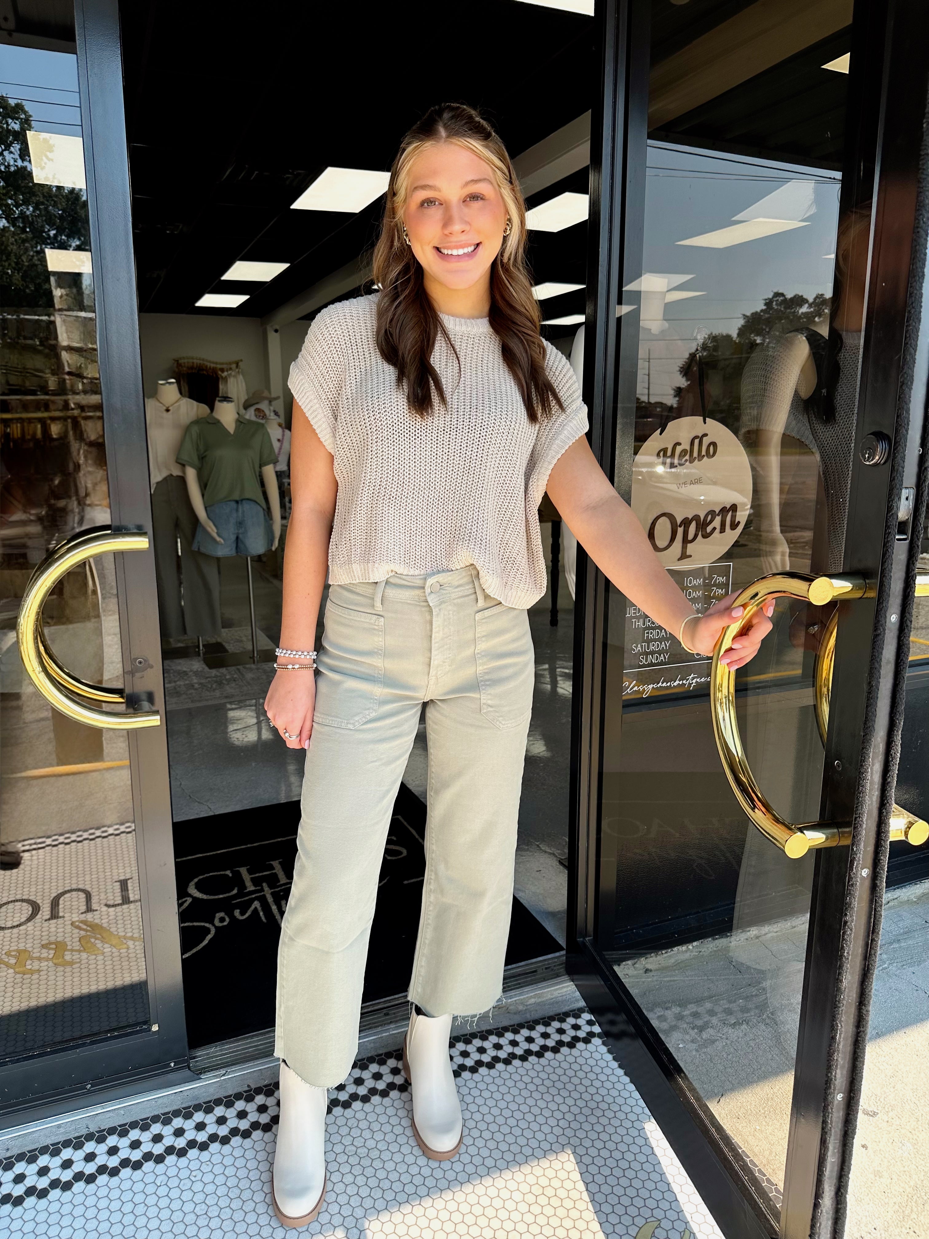 Olive HR utility Wide Leg Jean