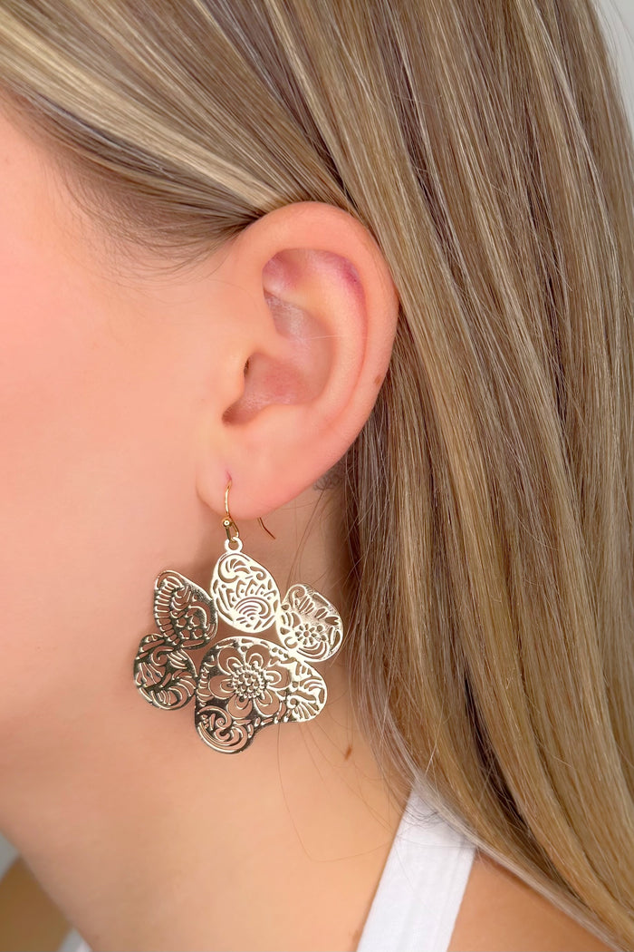 Floral Tiger Paw Print Earrings