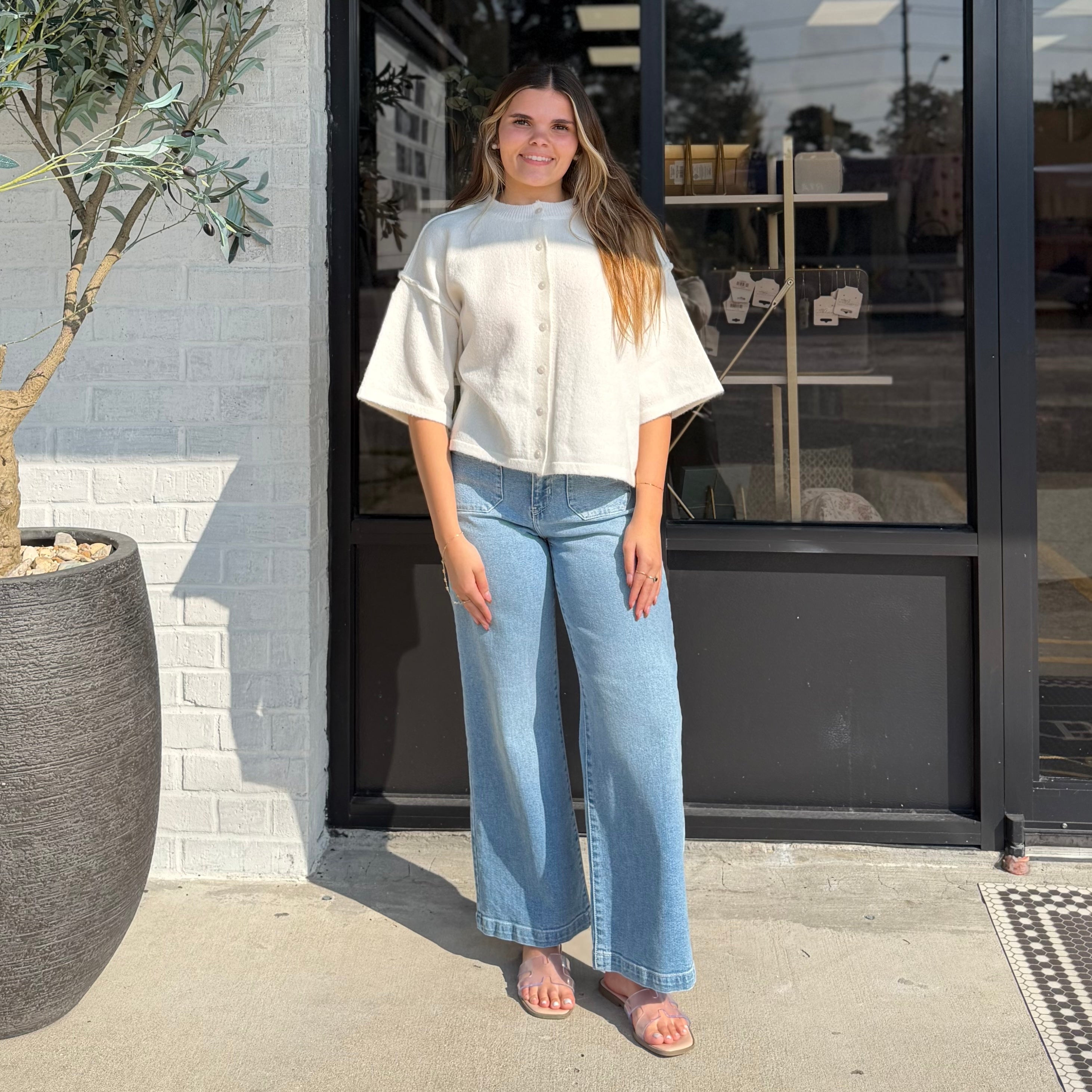 The Effortless Button Cardigan Cream