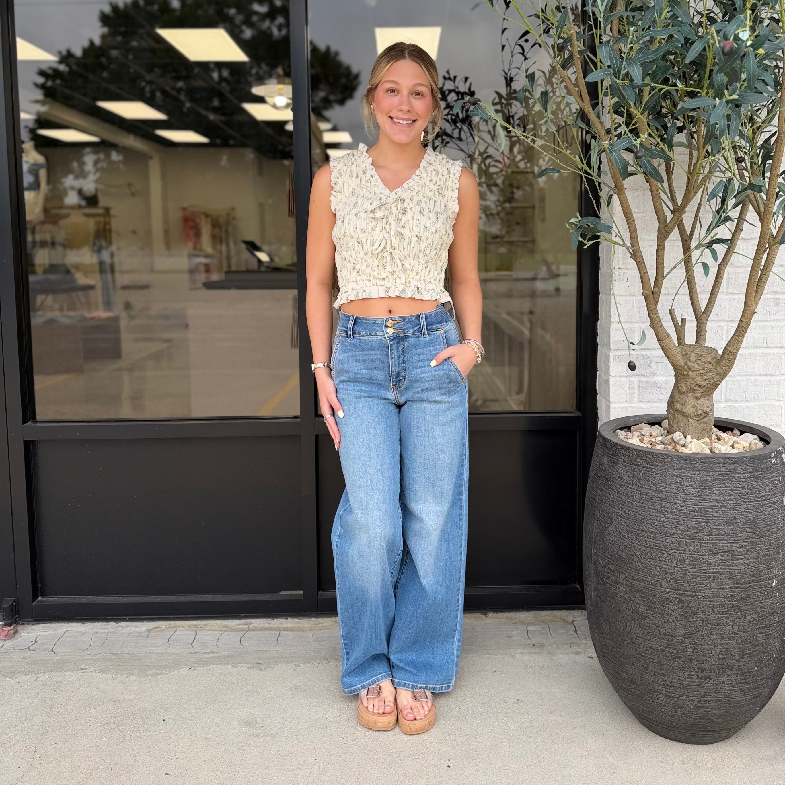 The Meadow Tie Front Top
