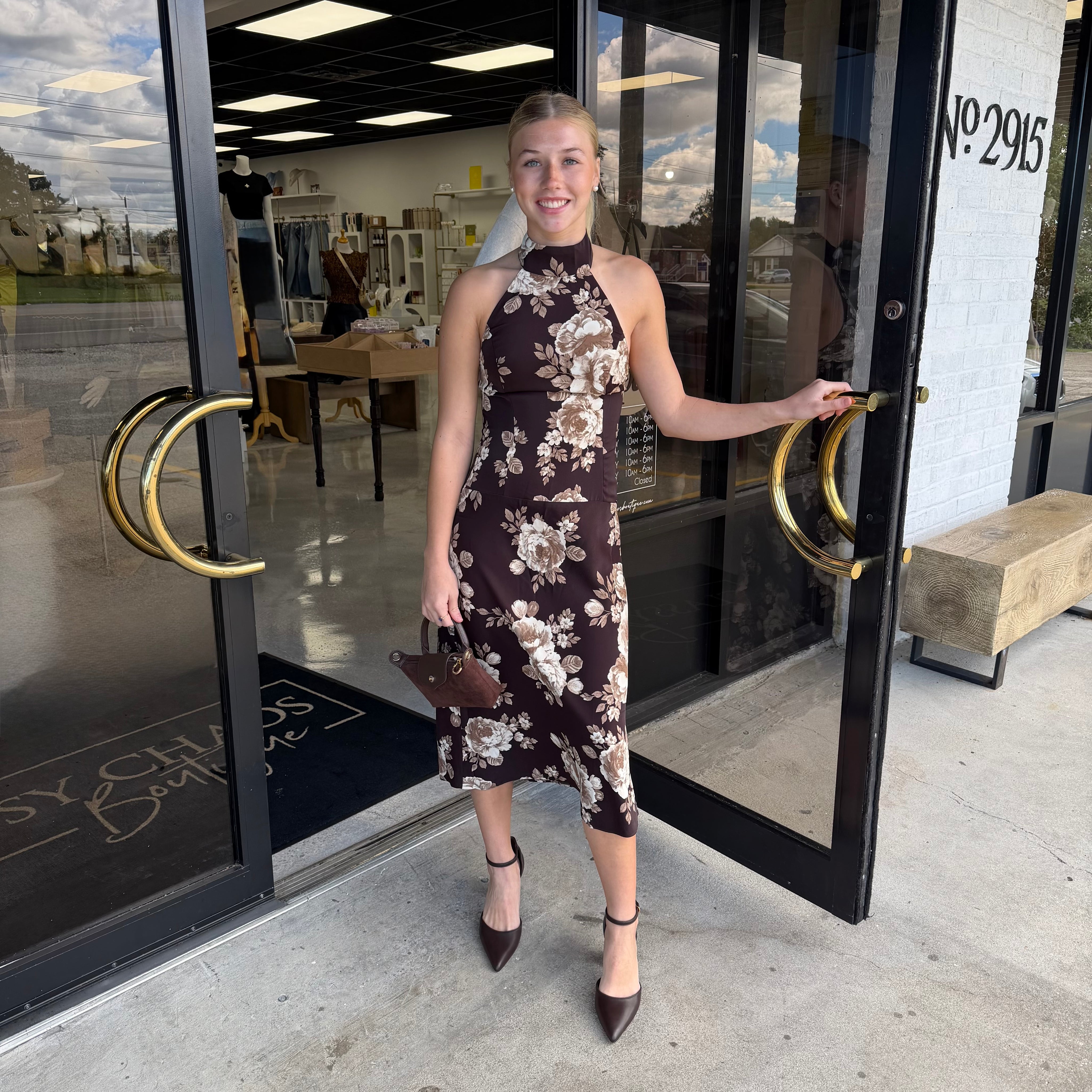 The Mocha Rose Midi Dress