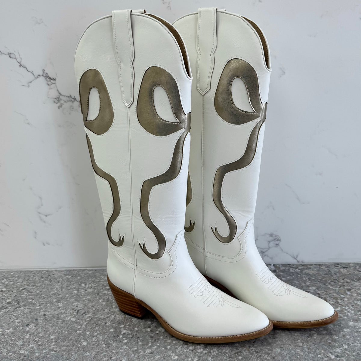Gold Bow Tall Boot