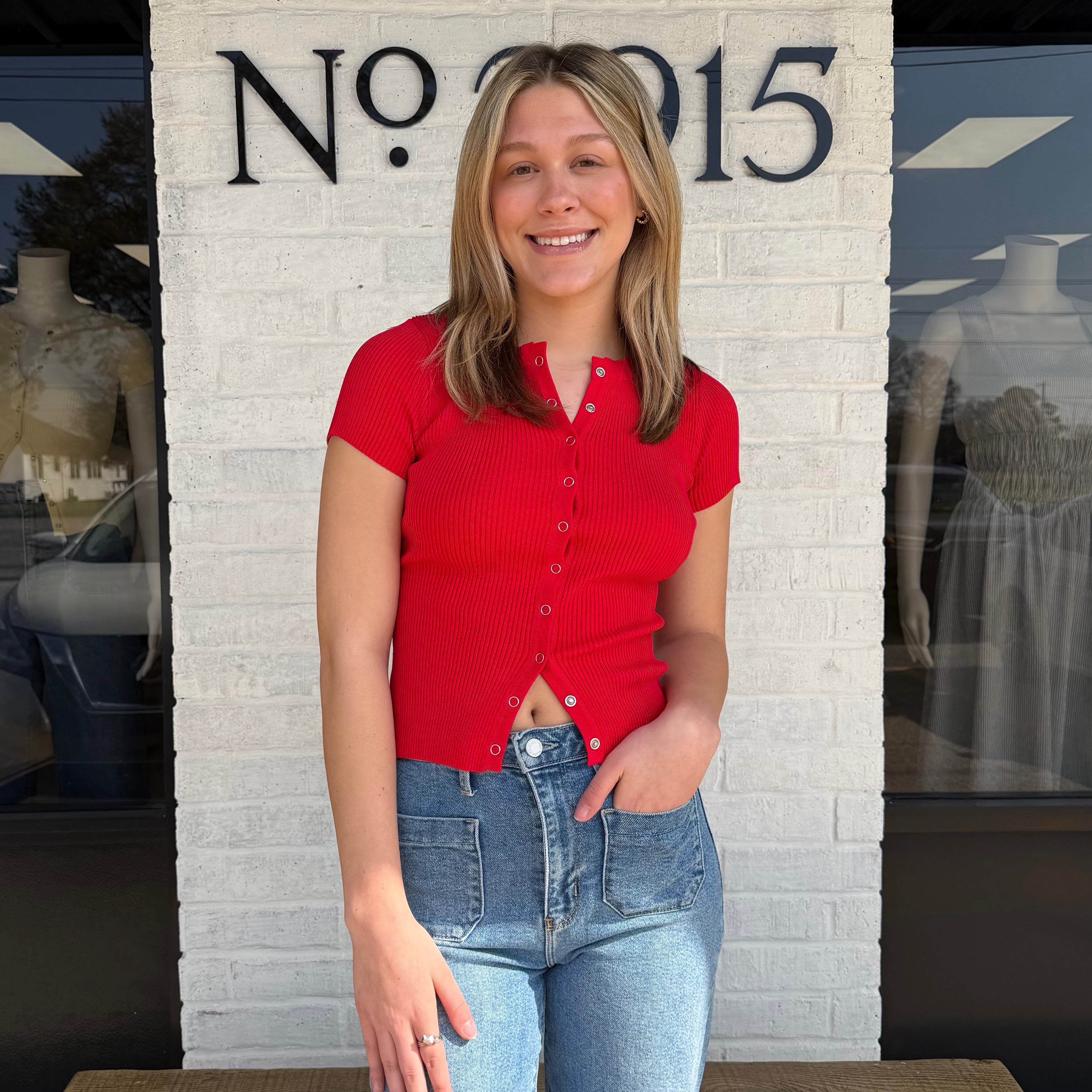 The Aria Knit Top Red