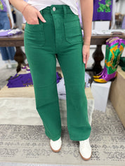 Meredith Wide Leg Green Jeans