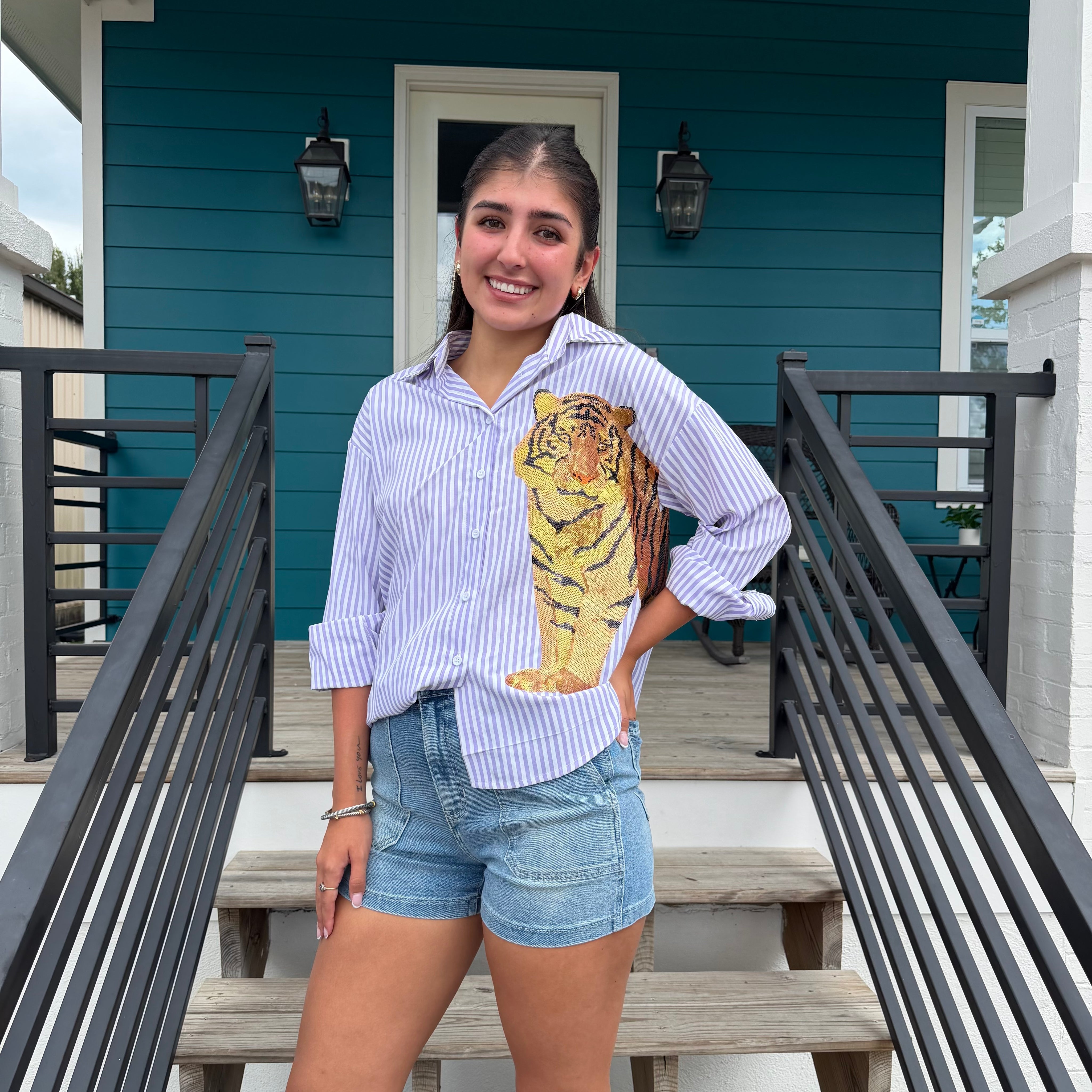 Tiger Stripe Button Down