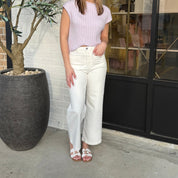 Meredith Wide Leg Off White Jeans