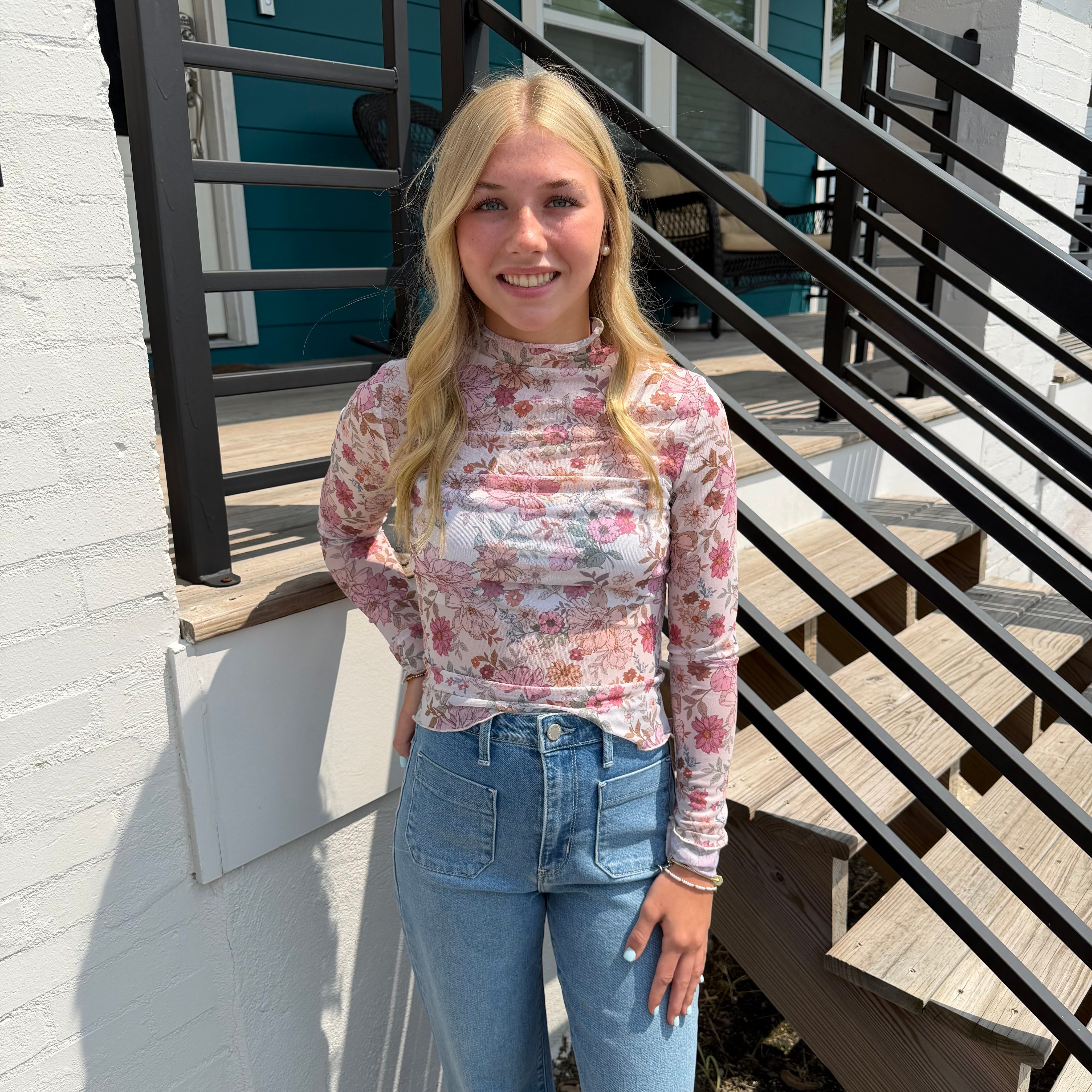 Autumn Bloom Mesh Top