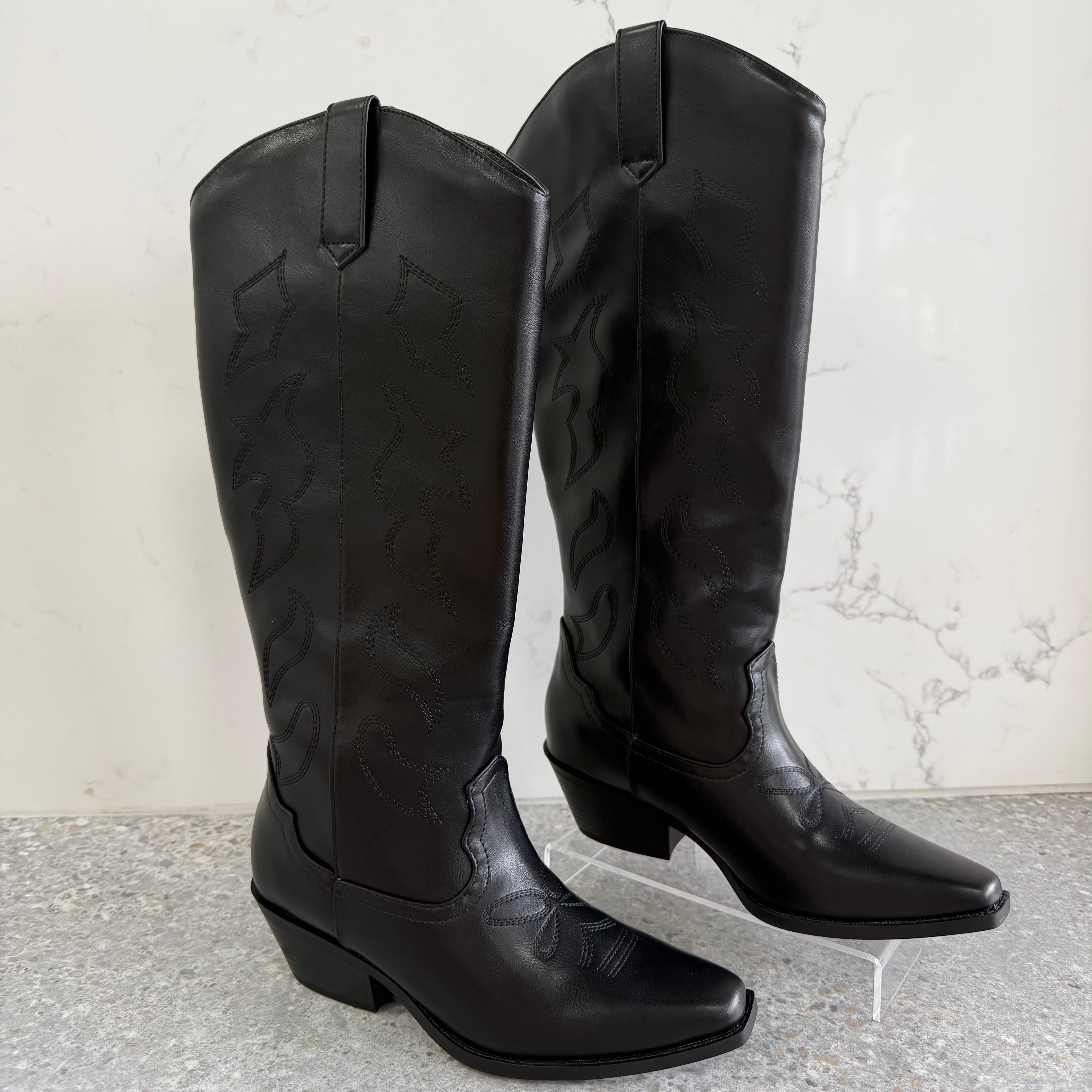 Zahara Cowgirl Boot Black