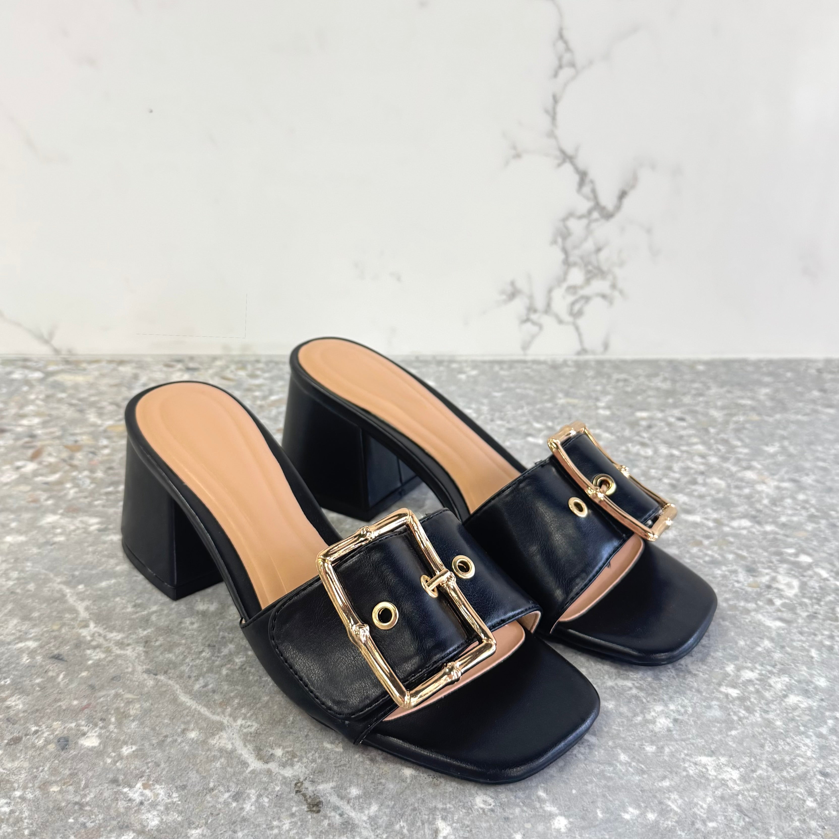 Bella Buckle Heel Black