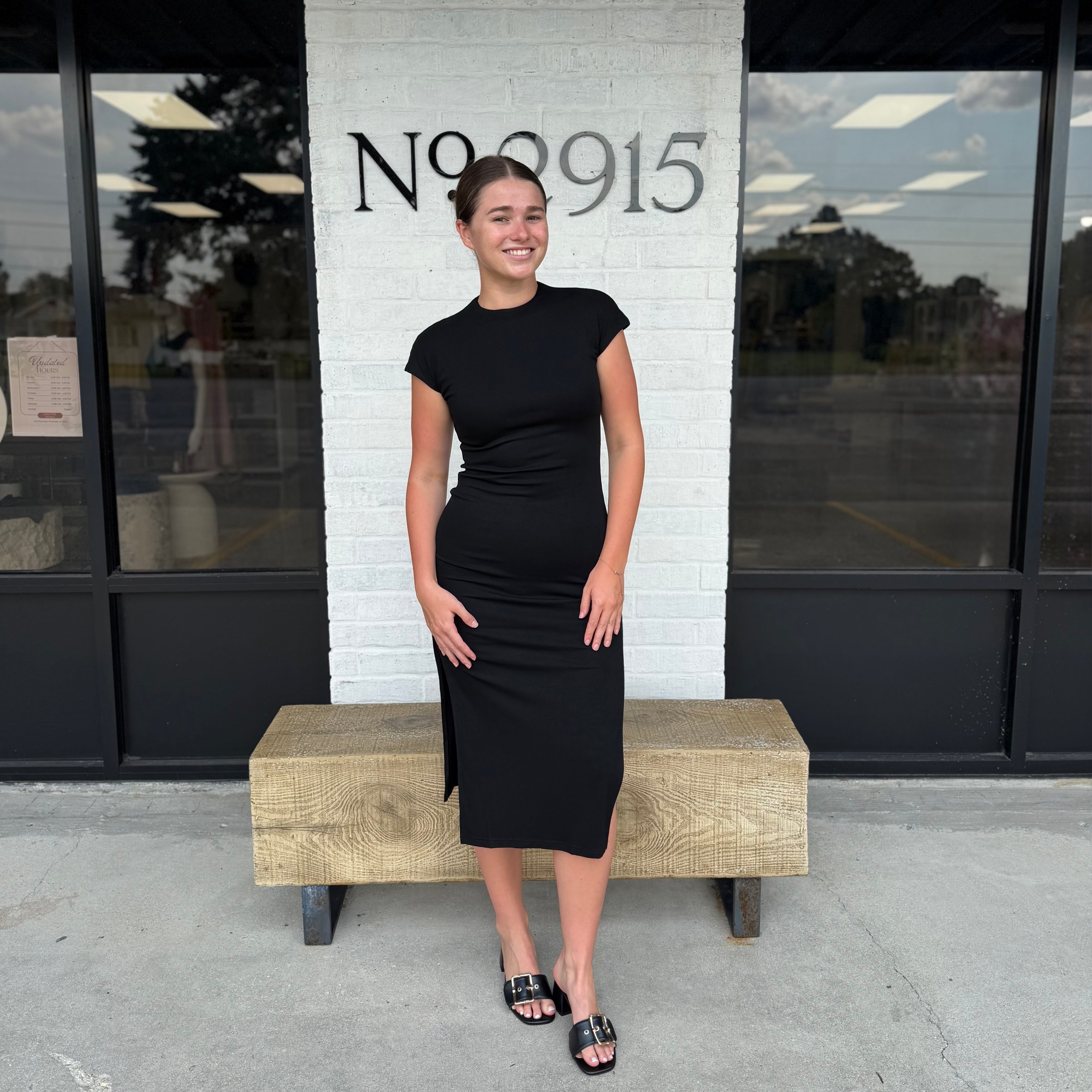 Phoebe Black Midi Dress