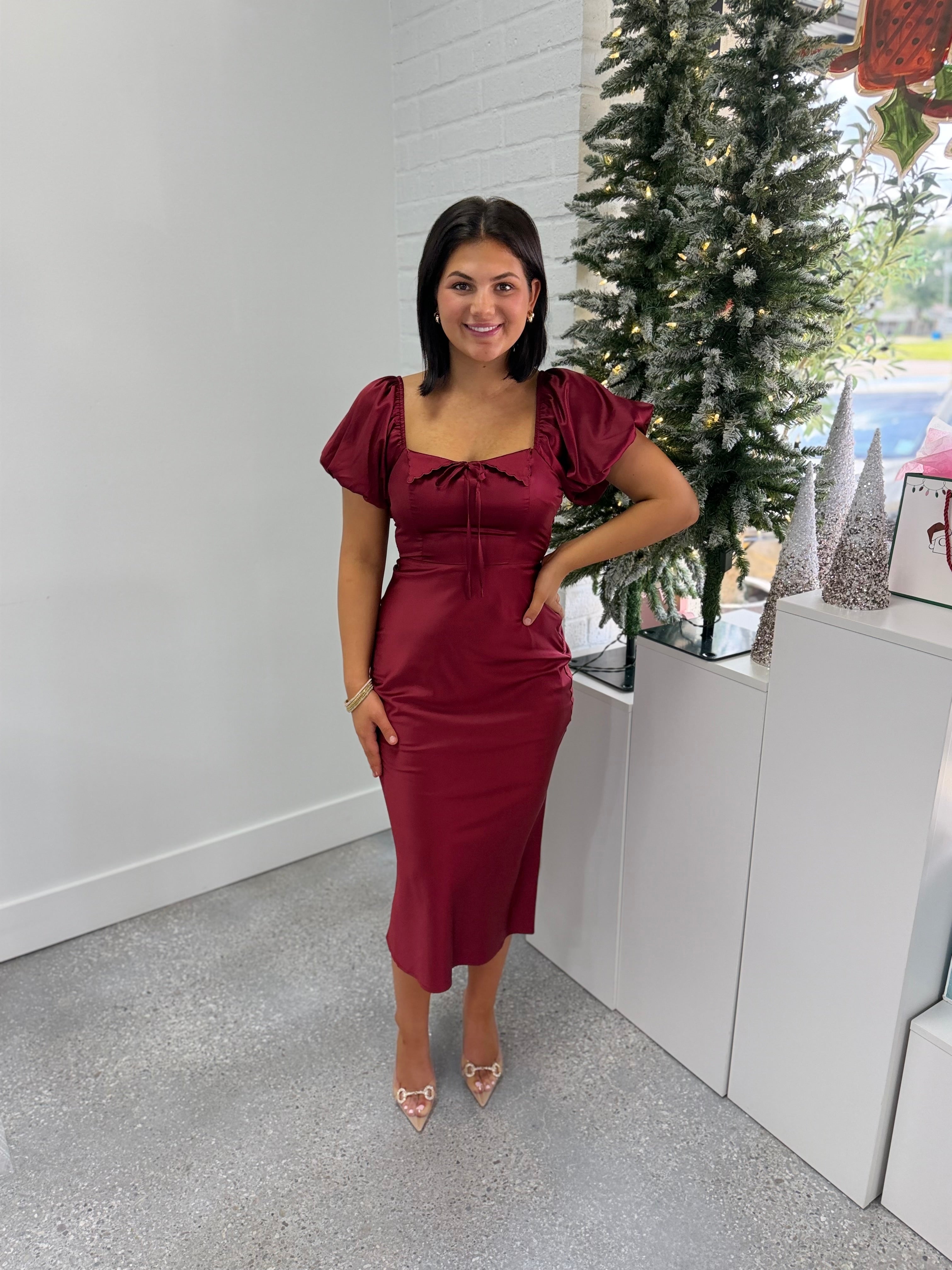 Maren Satin Midi Dress