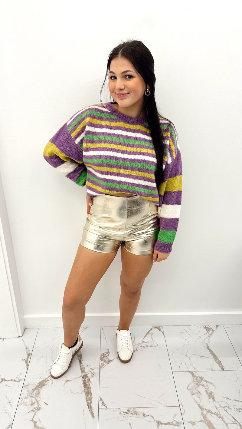 Mardi Gras Stripe Sweater