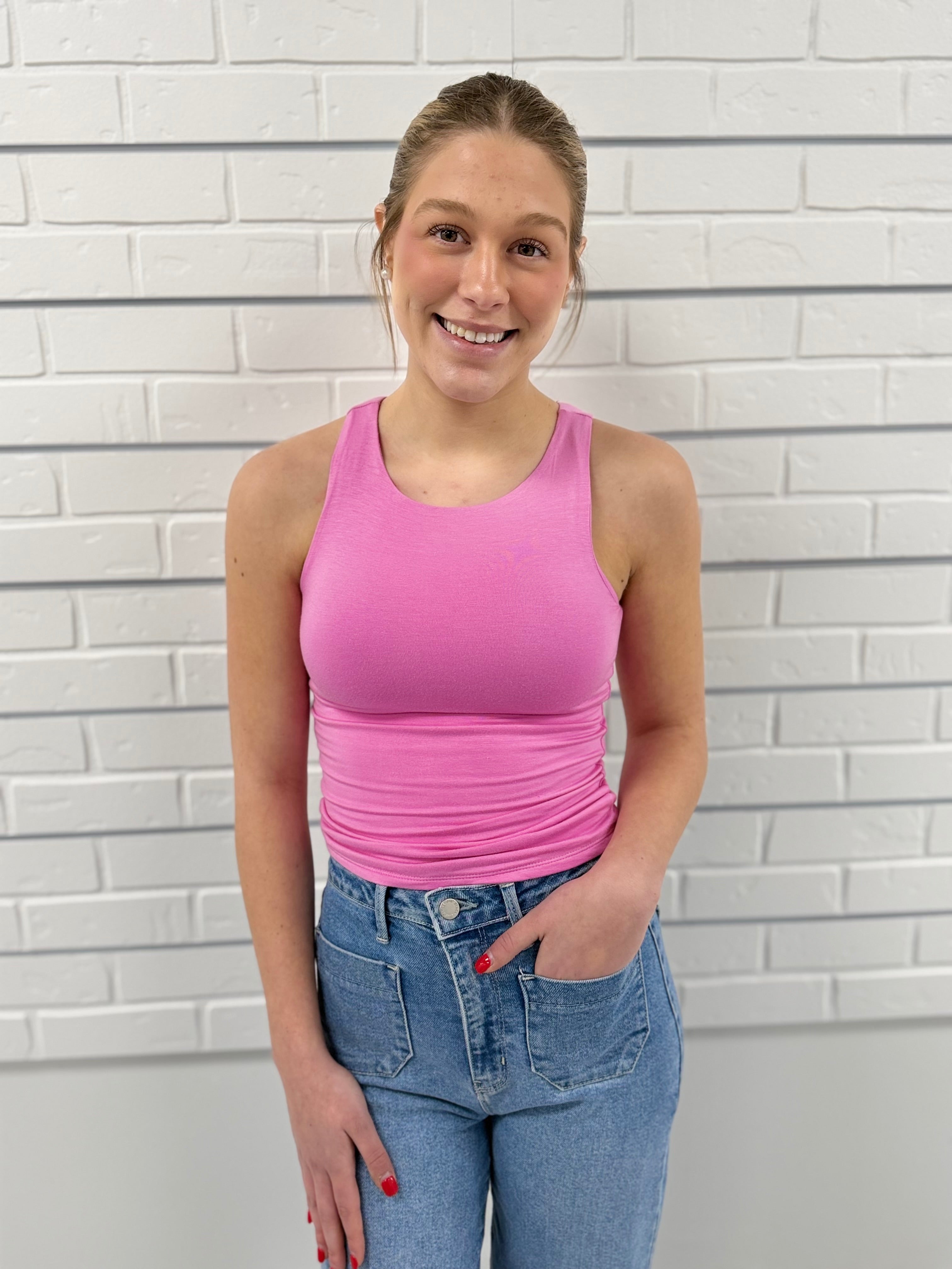 Double Layered Tank Candy Pink