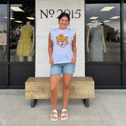 LSU Tiger Flutter Sleeve Top