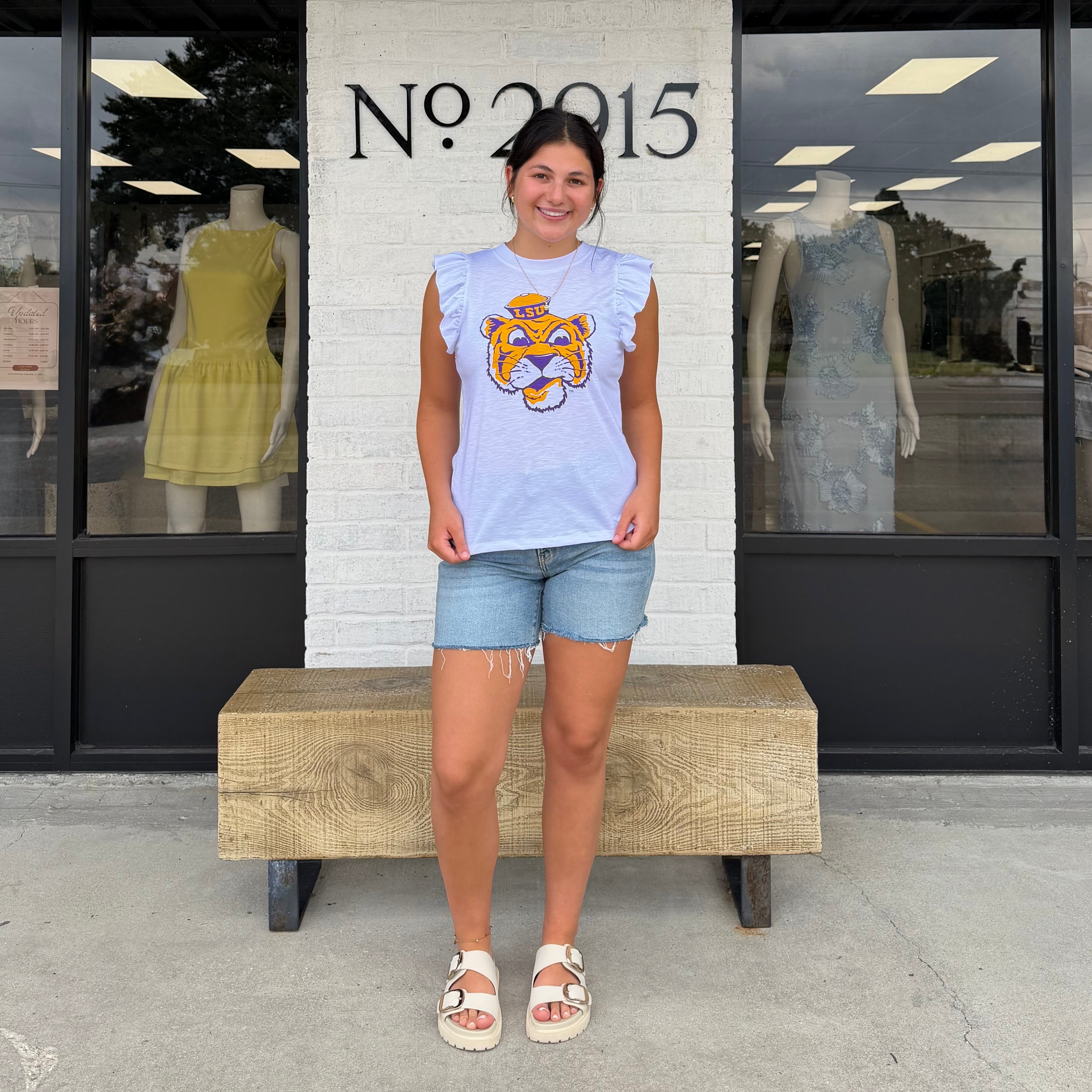 LSU Tiger Flutter Sleeve Top