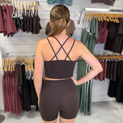 Venice Criss Cross Sports Bra Coffee Bean