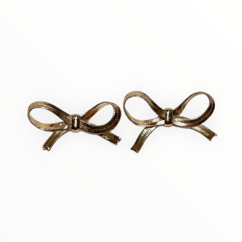 Gold Snake Chain Bow Stud Earring