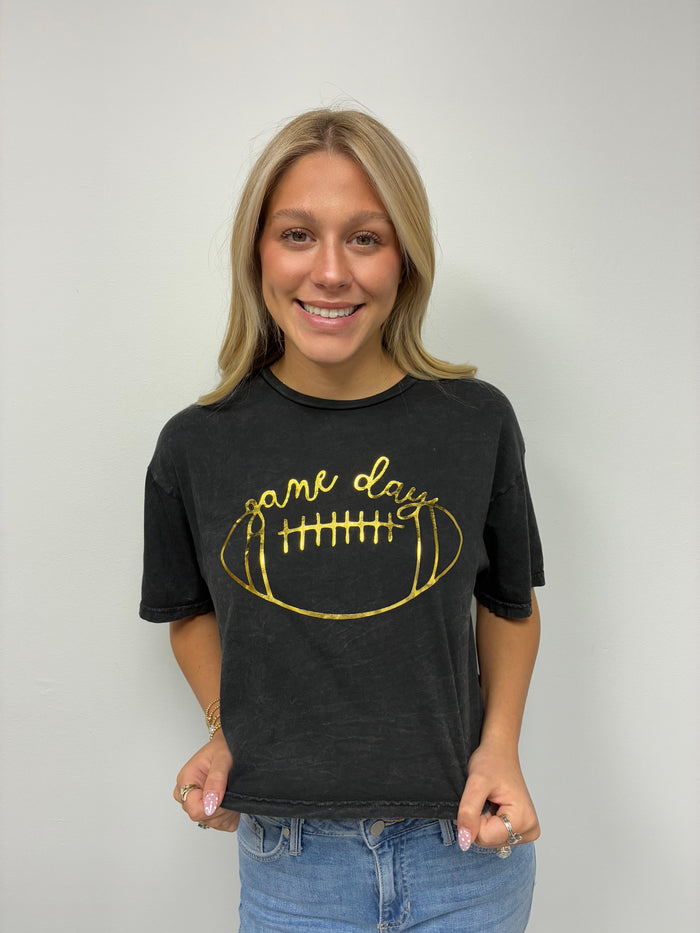 Foil Football Cropped Graphic Top