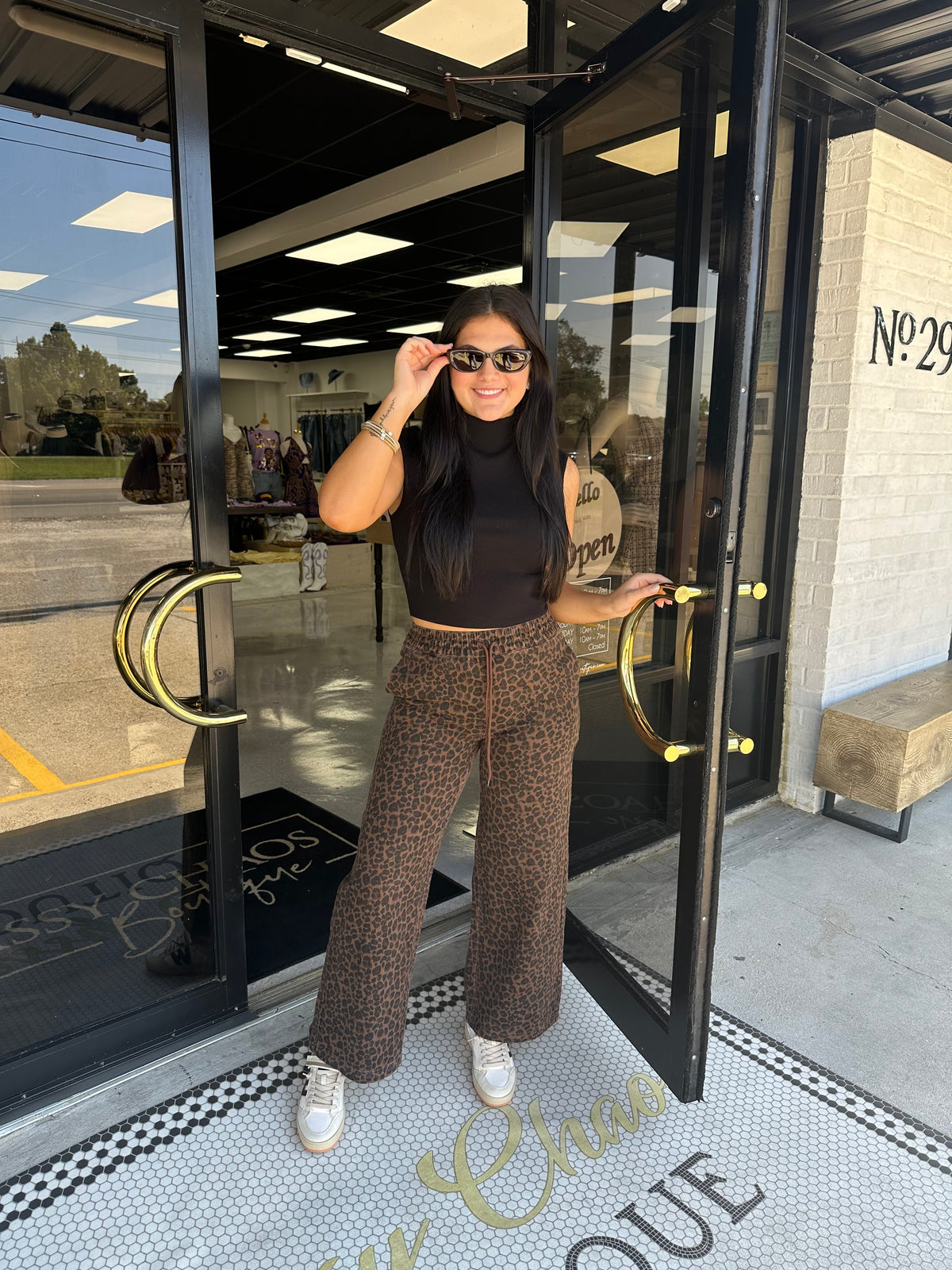 Lottie Leopard Wide Denim Pants