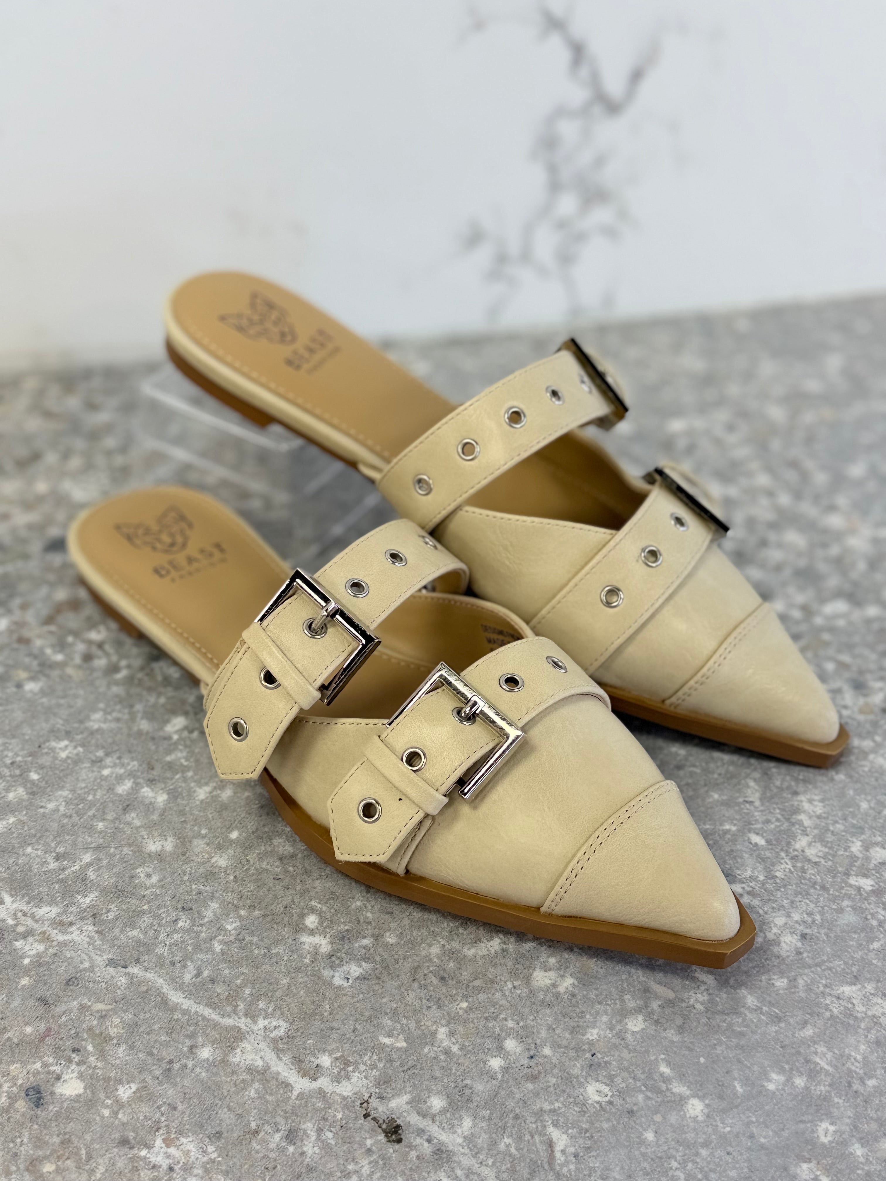 Swirl Buckle Flats