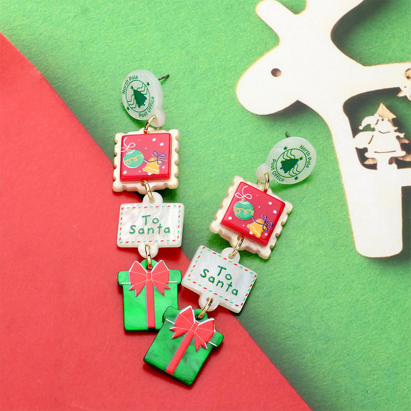 Christmas Stamp Letter Gift Earrings