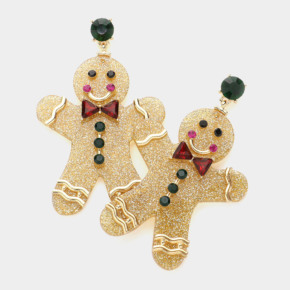 Sparkly Gingerbread Man Earrings